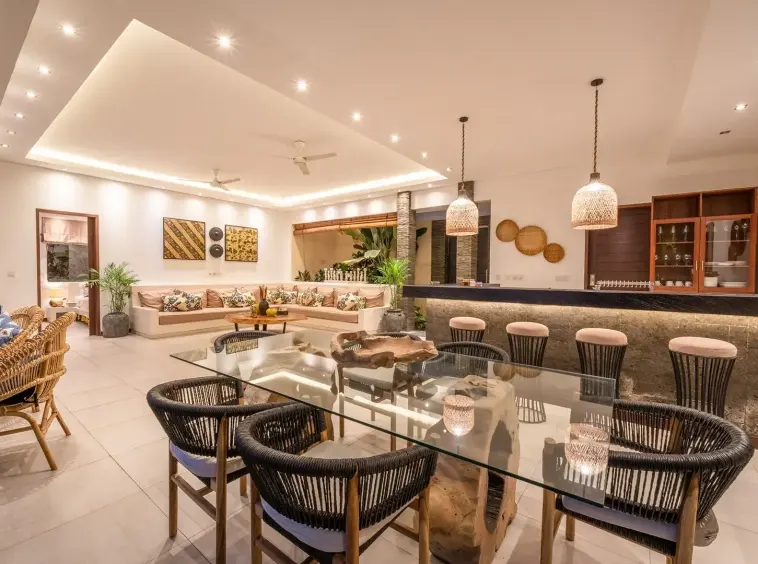 Villa Bima Dining Area Interior at Night