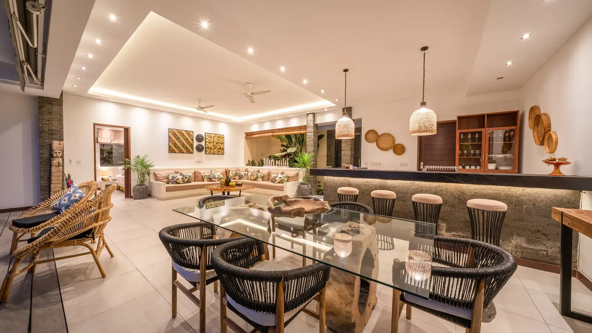 Villa Bima Dining Area Interior at Night