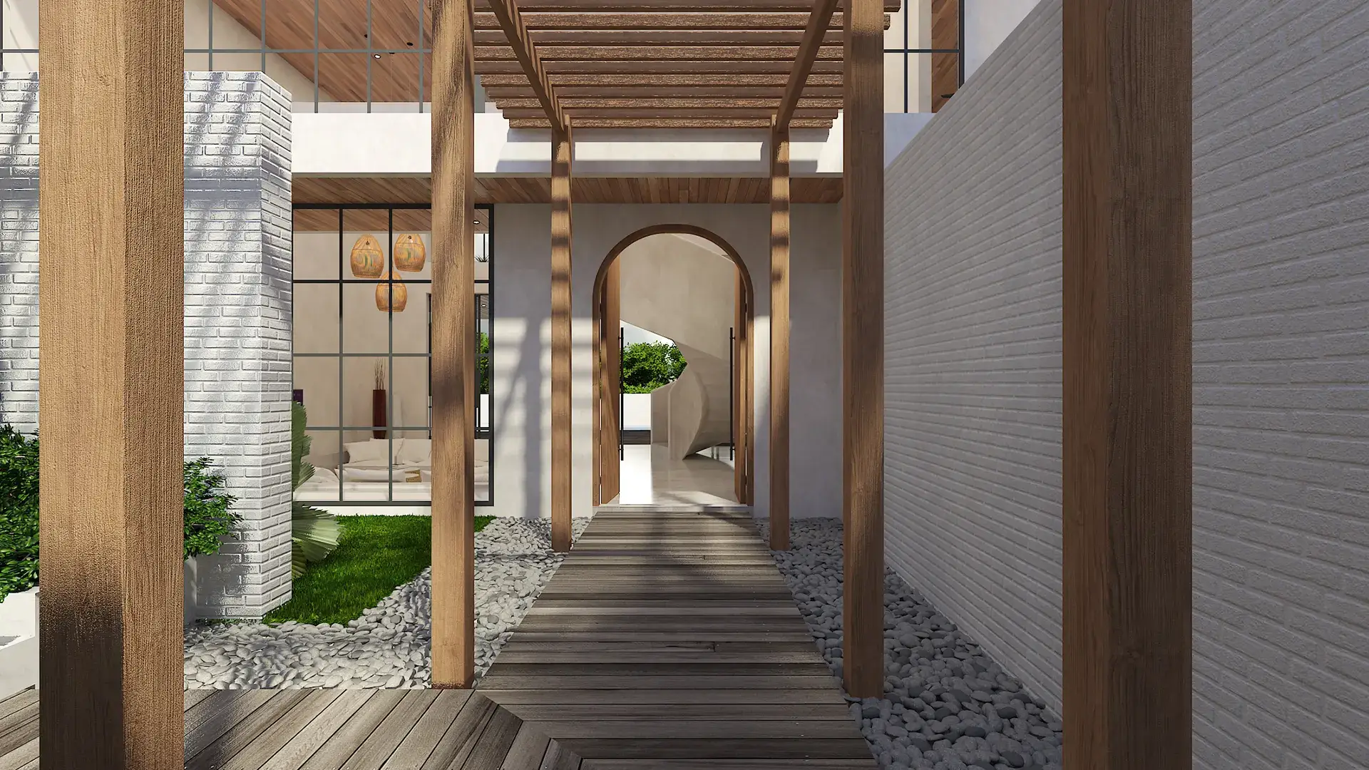 Villa Habitas interior alley and enterance