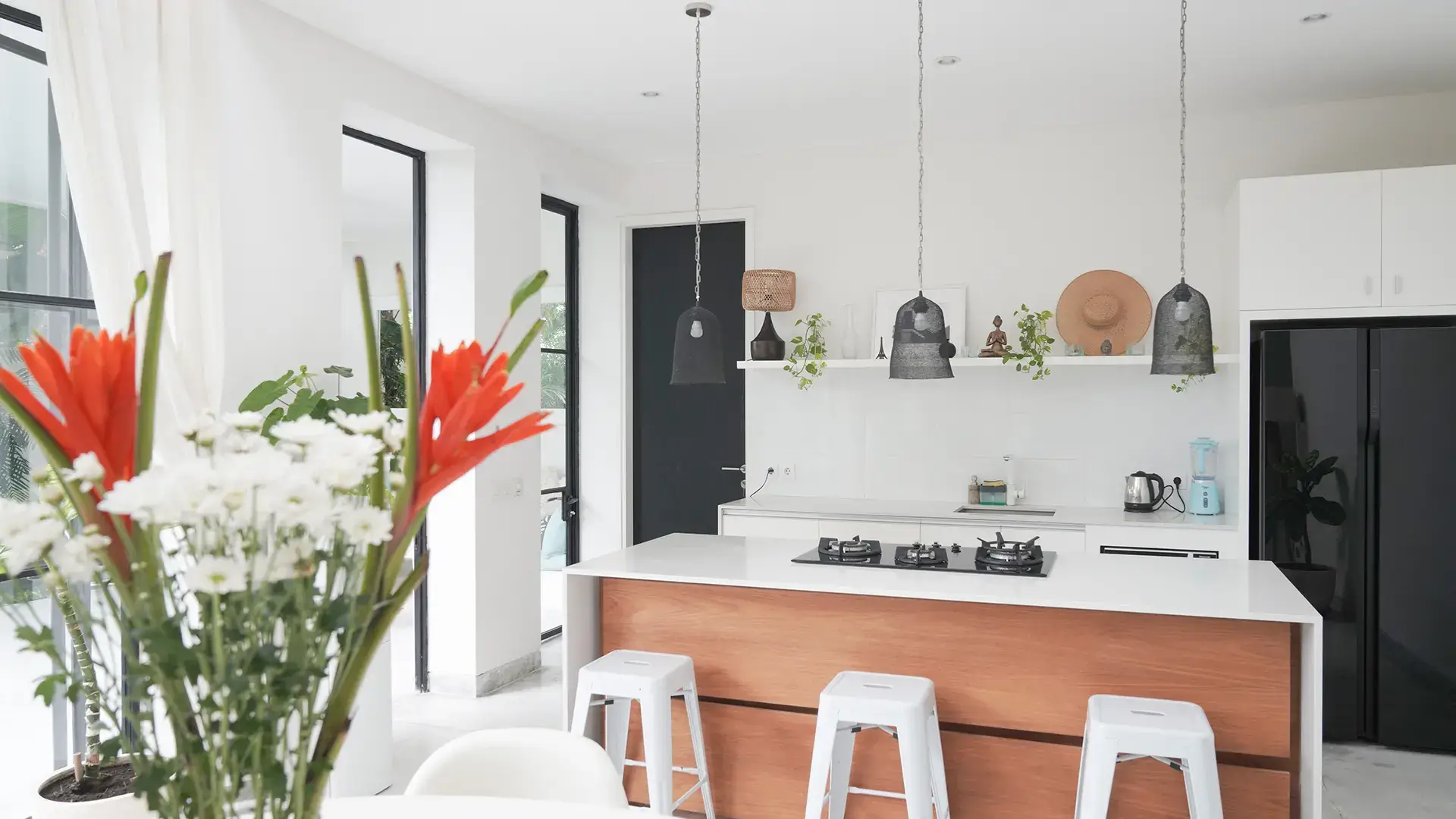 Villa Muse Kitchen Area with kitchen utensil and chair
