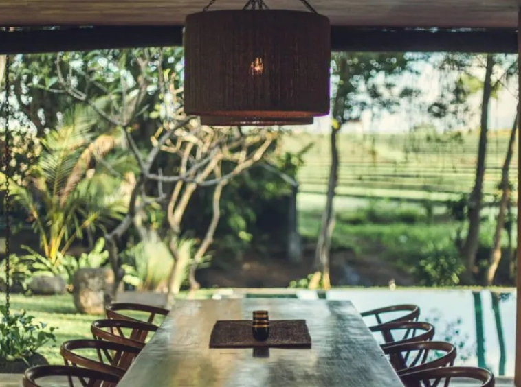 Villa Red Door Living Area with table and candle