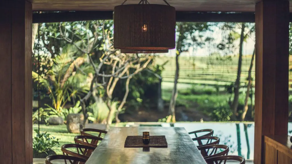 Villa Red Door Living Area with table and candle