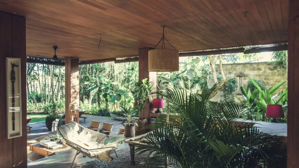 Villa Red Door Living Area full of plants