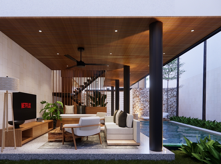 Living Room Contemporary Villa Balangan Beach